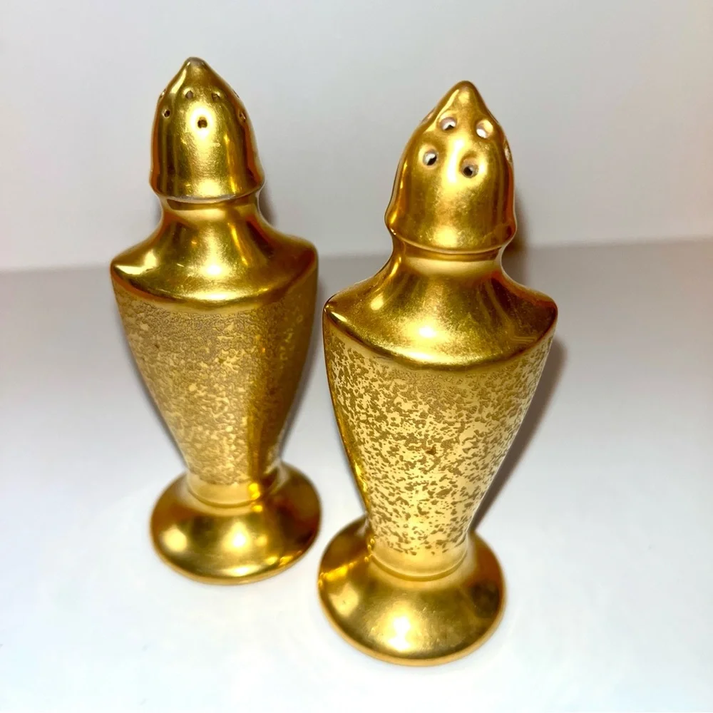 VTG Vintage Packard Gold Salt and Pepper Shakers Set of 2